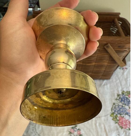 Vintage Gold Tone Metal Candle Holder Home Decor Accent - Picture 9 of 10